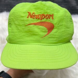 Vintage 80s- 90s Newport Cigarettes Neon Green Hat Cap